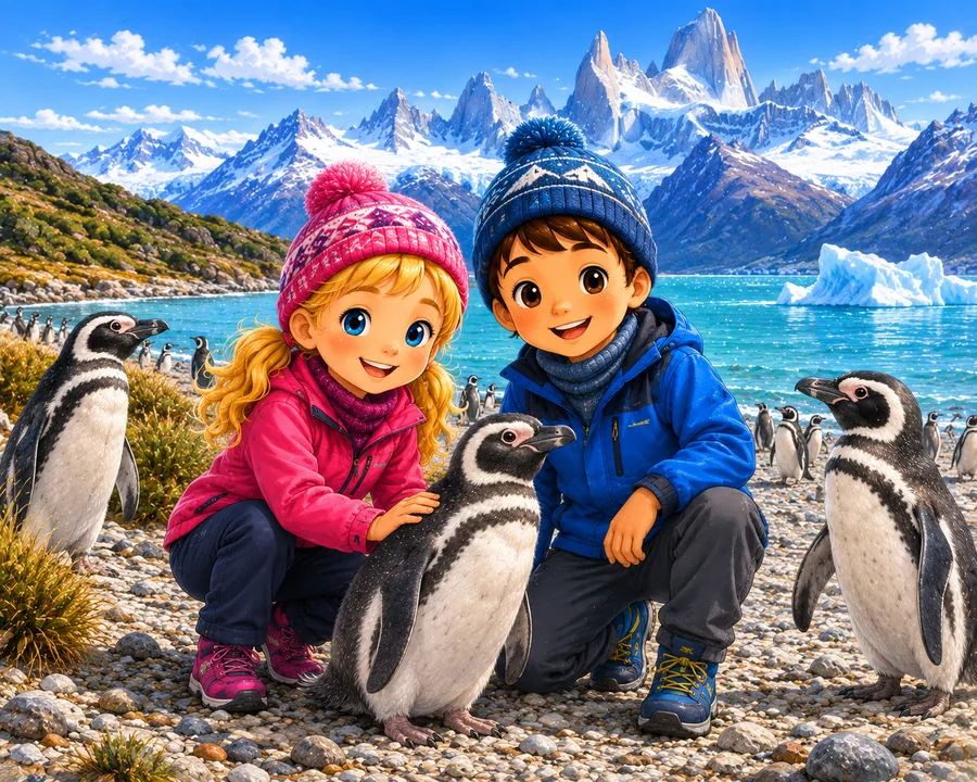 Kasia and Mati meeting penguins in Patagonia