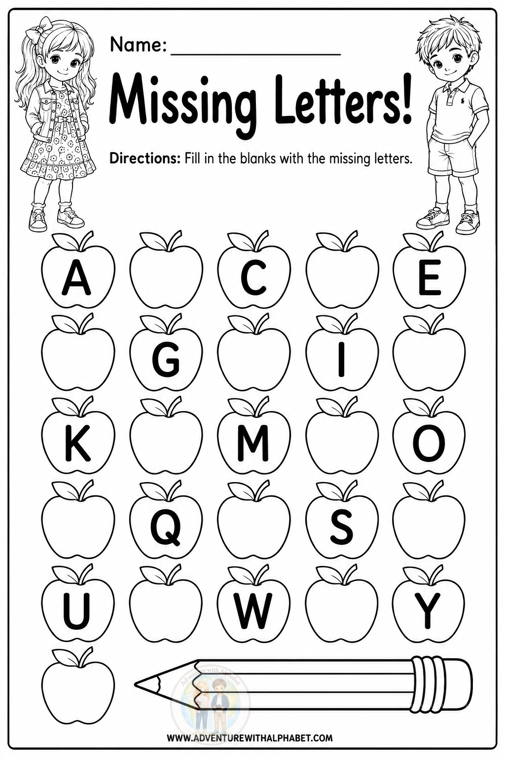 Missing Letters in the Apples. activity sample 1
